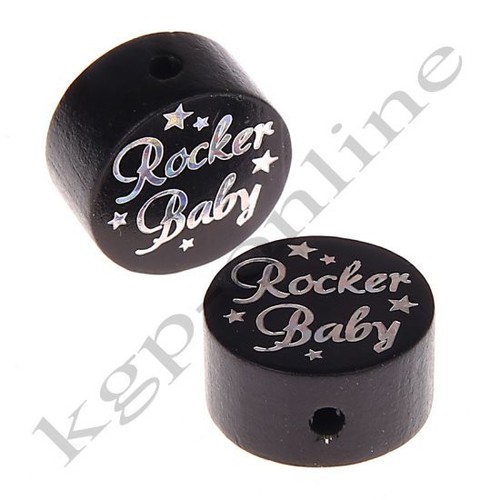 Glitzer Scheibe Rocker Baby / Motivperle / Motivperlen / Holzperlen - Picture 2 of 9