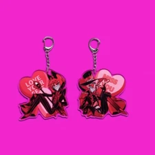 2/pcs Hazbin Hotel Alastor Lucifer Acrylic Pendant Key Chain Key Ring Anime Gift