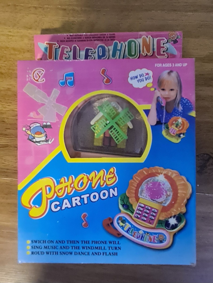 Vintage 90s Kids toy PHONE CARTOON battery operated NOS UNTESTED