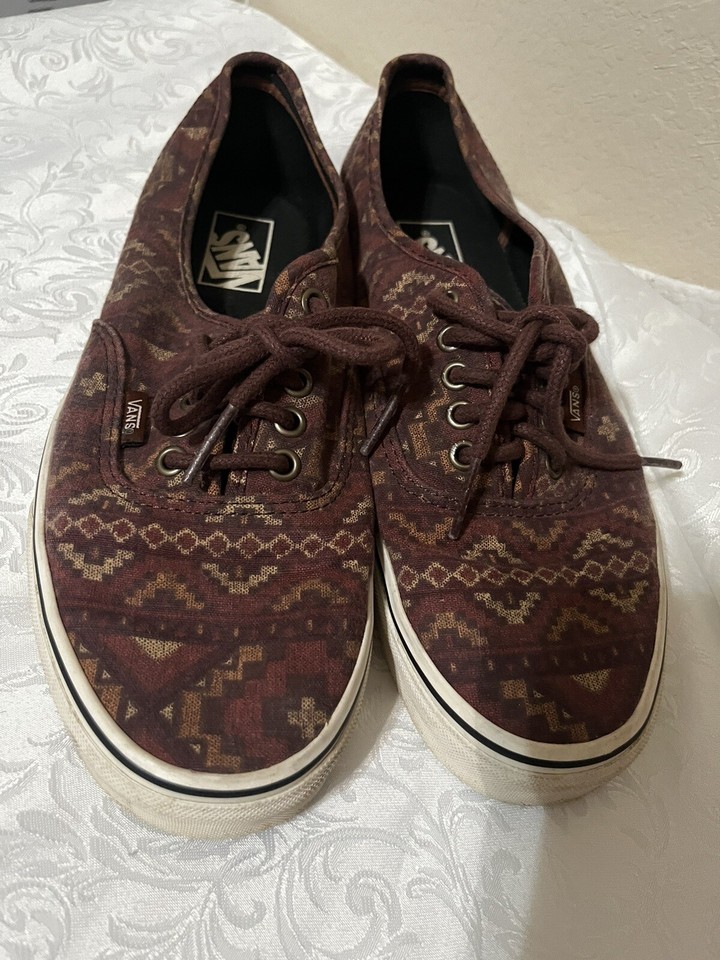 Vans Classic Canvas Aztec Skate Shoes Off The Wall TB4R Burgundy Men’s