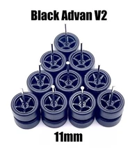 5x Black Advan V2 11/11mm For HW 83 Silverado Wheels Rubber Tires for 1/64
