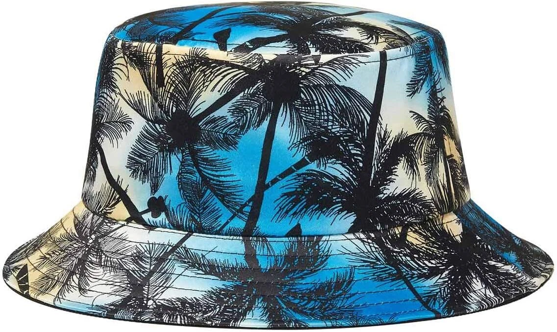 Quanhaigou Unisex Sun Hats, Fashion Beach Bucket Hat for Men Palm Tree