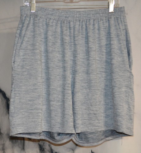 REAL ESSENTIALS Mens Light Gray Elastic Waist Stretch Poly Shorts XL Drawstring - 第 1/3 張圖片