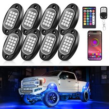 8 Pods RGB LED Rock Lights Underglow Underbody Truck Neon Lights w/APP  Remote