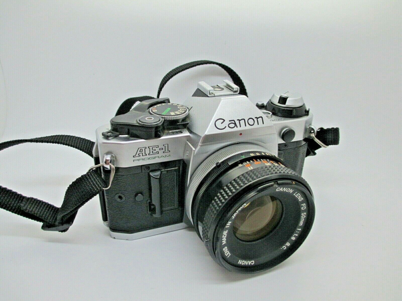 Canon AE-1 Program 35mm SLR Film Camera + 50mm 1:1.8 Canon Lens WORKING  GREAT!!!