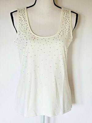 Calvin Klein Women's Embellished Tank Top in White Size Medium New