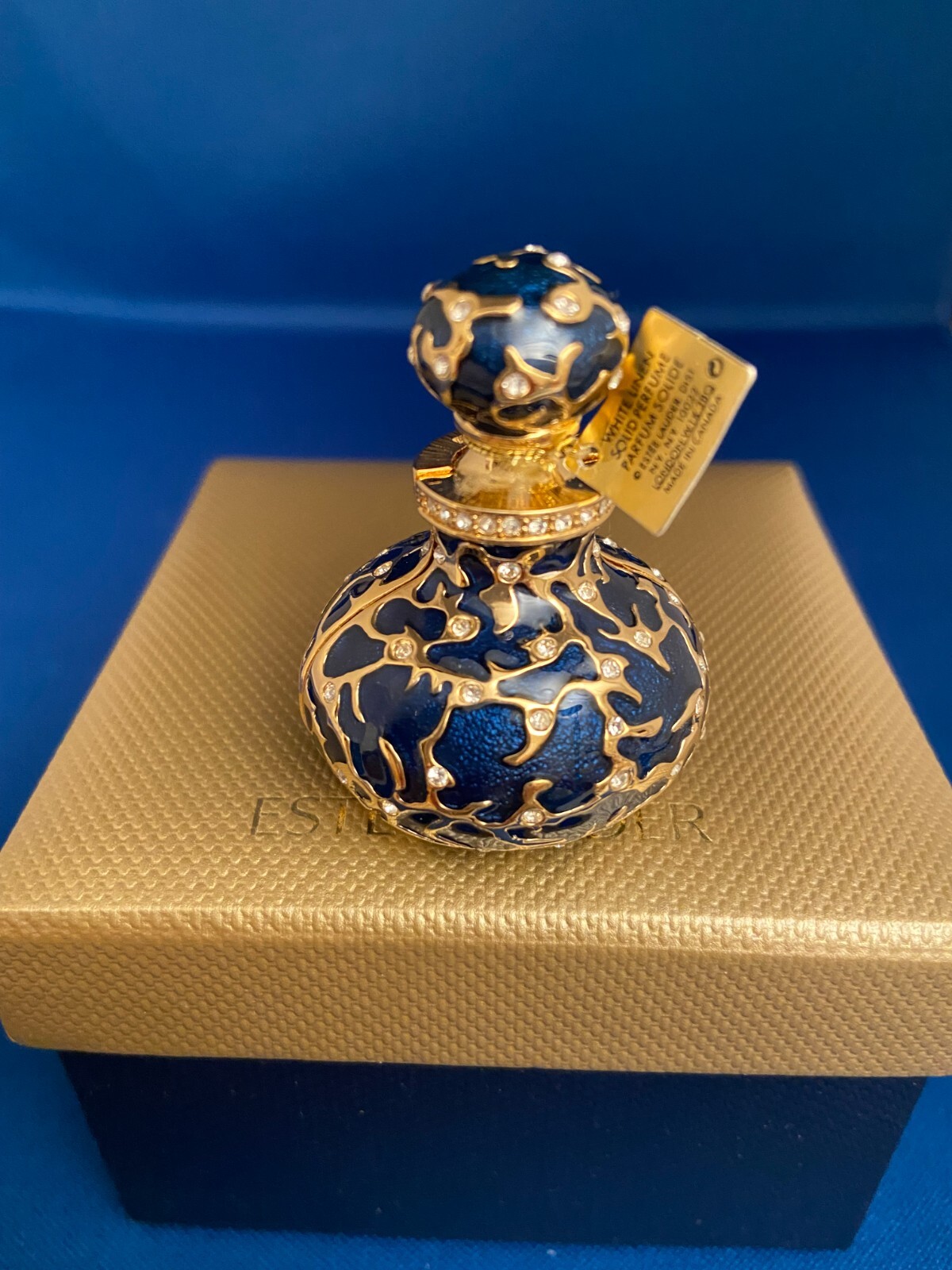 ESTEE LAUDER SOLID COMPACT BEJEWELED BOTTLE w/ WHITE LINEN PERFUME eBay