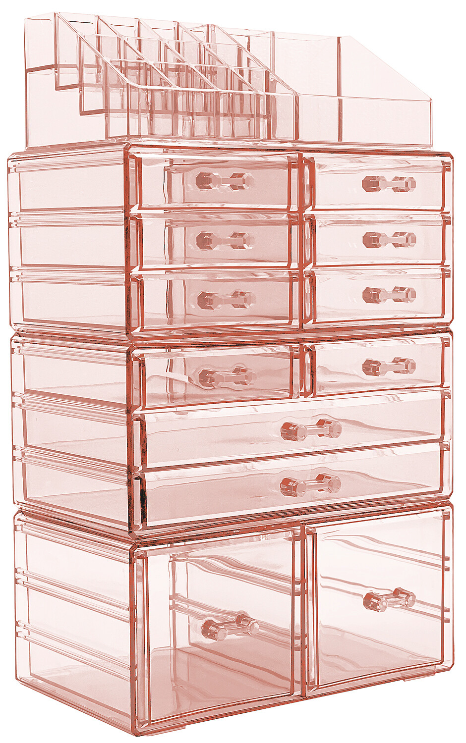 Extra Large Acrylic Makeup Organizer - 12 Drawers & 16 Comportments Storage  Box