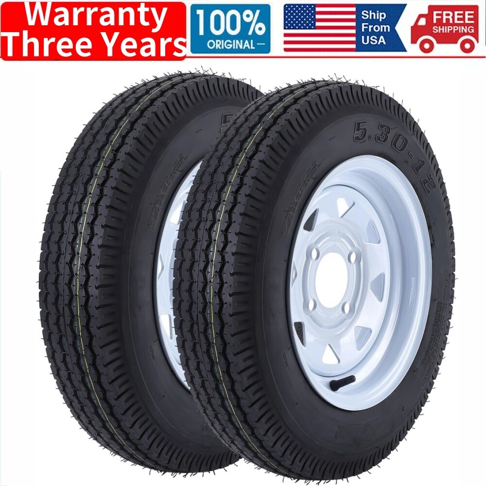 Set Of 2 Trailer Tires And Wheels 5 30 12 5 30x12 530 12 Trailer Tires Set of 2 trailer tires and wheels 5 30 12 5 30x12 530 12 trailer tires
