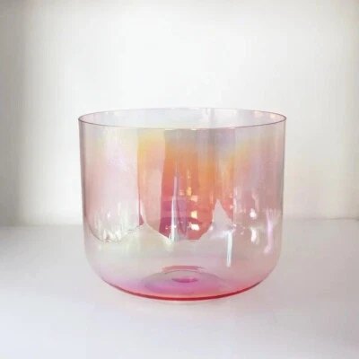 HYE-EUN 6.5"E Note Solar mexus Chakra Alchemy Rose Pink Crystal Singing Bowls Healing