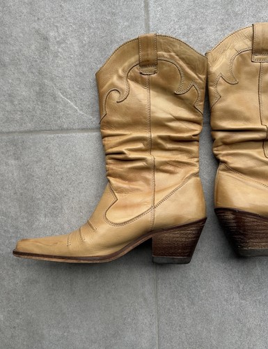 Botas Vaqueras Vintage SixtySeven Beige Y2K Cuero Festival Talla 37 - Imagen 6 de 24