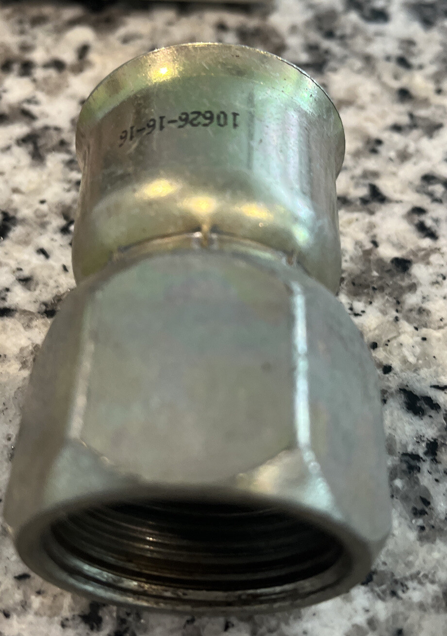 PARKER CRIMP HOSE FITTING Female JIC 37˚106261616 Swivel Straight x