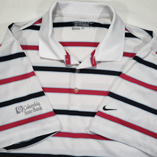 Nike Golf Tour Performance Stretch UV Stripe Dri-Fit Polo Men's Large White