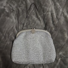 Walborg Silver Metallic Evening Bag Purse Clutch Made in Hong Kong VGC