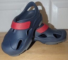 Crocs All-Terrain Fisherman Clog Sandal Kids C6 Blue Red Strap NWOB Lightweight