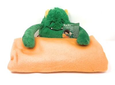 Emirates Green Monster Glank Blankie Buddy Plüschtier Kuscheltier mit orange Decke