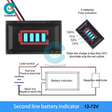 Waterproof 2-Wire LED Display Battery Indicator 12V-72V Battery Capacity Tester