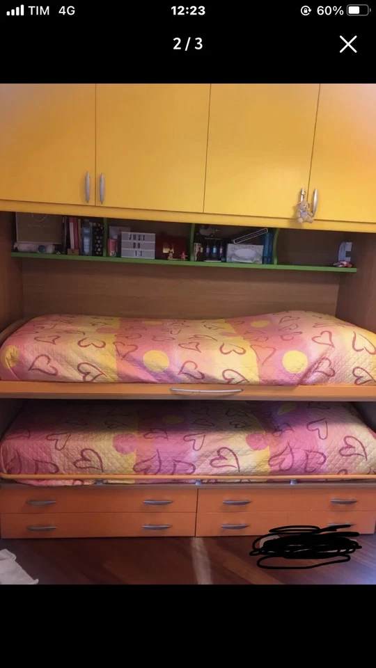 Cameretta a ponte con cabina armadio angolare con 2 letti marca Moretti - Immagine 2 di 3