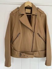 Massimo Dutti 100% Leather Jacket - Tan - 12