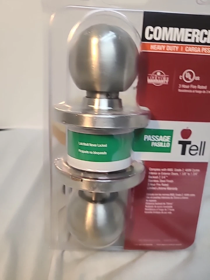 Tell Manufacturing Cl 500197 Manija de puerta de paso cromada satinada resistente nueva Foto 4 de 4