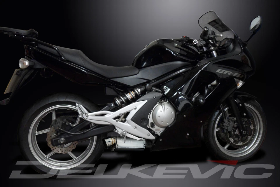 Silenciador de escape ovalado de acero inoxidable Kawasaki ER-6N Ninja 650 Versys Slip On 9" Foto 4 de 4
