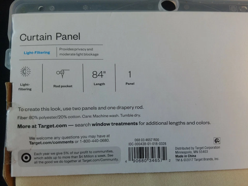 Light Filtering Twill Curtain Single Panel Room Essentials 42" x 84" Tan Beige - Image 3 of 3