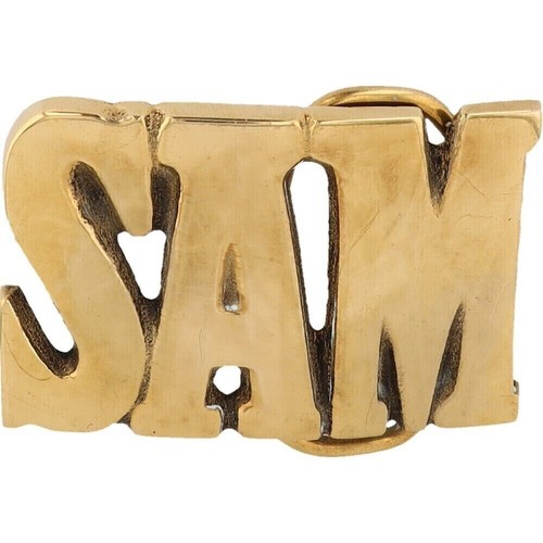 New Brass Sam Samuel Sammy Name Tag Hippie Western 1970s NOS Vintage Belt Buckle - 第 1/6 張圖片