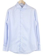 SUITSUPPLY Men's Formal Shirt M Light Blue Cotton Slim Classic Cutaway Fit 