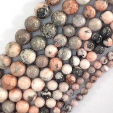 Natural Pink Zebra Jasper Round Beads Gemstone 15" Strand 6mm 8mm 10mm 12mm