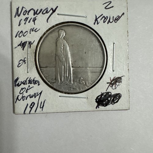 1914 Norway 2 Kroner.Nice Looking Coin