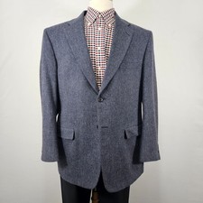 Towncraft Men's Tweed Sport Coat Blazer Two Button Blue Gray Lambs Wool 44R