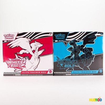 Lot of 2 Pokémon Scarlet & Violet Black Bolt / White Flare Elite Trainer Box ETB