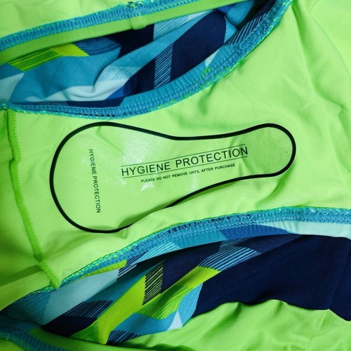 Costume da bagno LL Bean taglia 8 blu navy verde racerback geometrico sportivo nuovo senza etichette - Foto 10 di 13