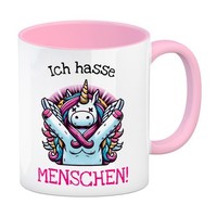 Einhorn Kaffeebecher In Rosa Mit Spruch Ich Hasse Menschen!