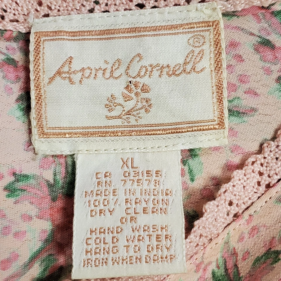 Vintage April Cornell Damen skurriles Feen Maxikleid Größe XL rosa romantisch - Bild 4 von 4
