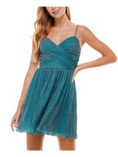 CITY STUDIO Womens Turquoise Criss Cross Adjustable S Short Dress 9