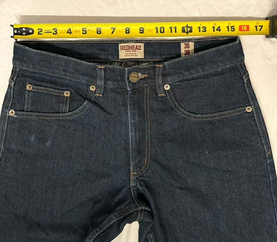 Брендовые мужские джинсы Redhead с хлопковой подкладкой синие - размер 30x30 расслабленный гибкий крой - Изображение 2 из 4