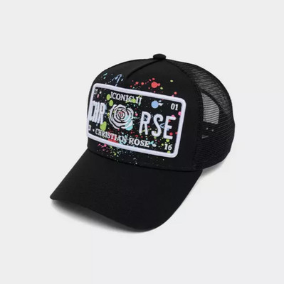 Christian Rose Iconic II Black/Paint Splatter Visor Trucker Mesh Hat Black
