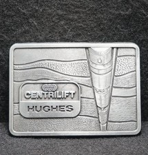 WI01170 REALLY NICE VINTAGE 1970s HUGHES CENTRILIFT OILFIELD MENS BELT BUCKLE