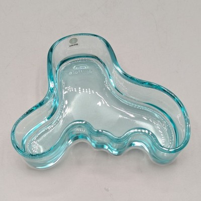 iittala Alvar Aalto Collection Blue Freeform Glass Bowl Dish Finland
