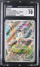 CGC 10 ENGLISH Meowth 106/094 IR Holo Phantasmal Flames Pokemon Card