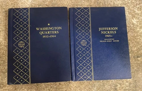 (2) Whitman Coin Albums Quarters 1932-1964 & Nickels 1965 - Unused New