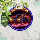 Keep On Rollin Neon Lights Round Aluminum Sign Vintage Metal Wall Art