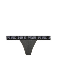 Victoria's Secret PINK Logo Thong Panty Heather Anthracite