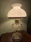 Aladdin Washington Drape Clear Glass Oil Lamp Electric With Milk Shade Works