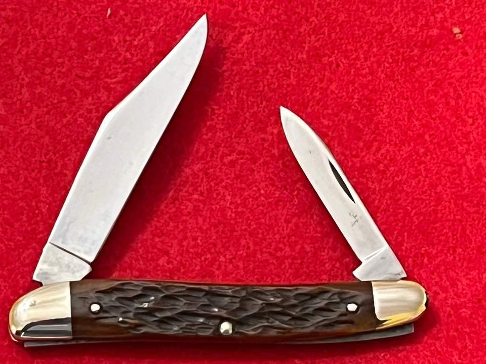 RARO ESTUCHE VINTAGE XX 1940’S 06244 Cuchillo Hueso Rogers Rojo 3-1/4” ¡Fuerte Snap! Xclnt Foto 2 de 4