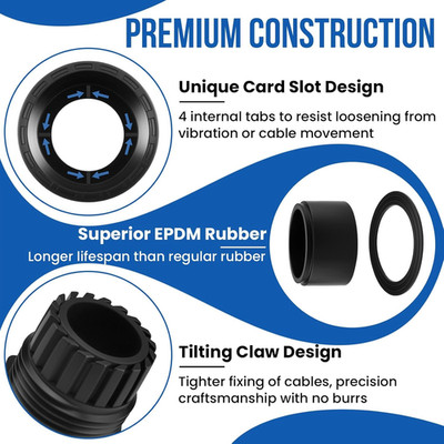 22 Pcs NPT Cable Gland Kit, IP68 Waterproof Nylon Connectors, 1/4 , 3/8 , 1/2...