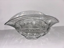 RARE Indiana Kings Crown Thumbprint Clear Crystal 12" Banana Boat Bowl Heavy