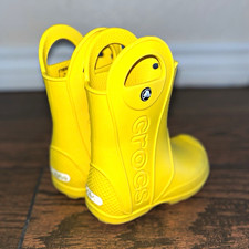 Crocs Unisex Kids Size 8 Yellow Rain Boots Pu...