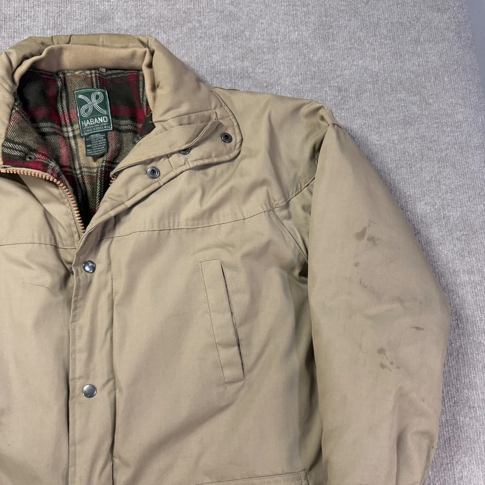 Casaco de trabalho vintage Haband Field masculino bege médio forrado xadrez anos 90 Coreia - Imagem 4 de 4